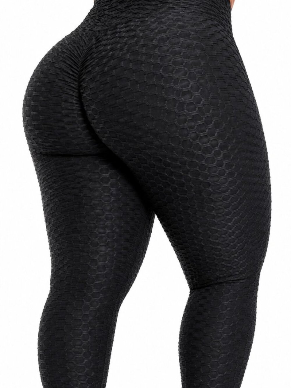 LA Society High Waisted Leggings 2X Black High Rise Booty-Sculpting Honeycomb